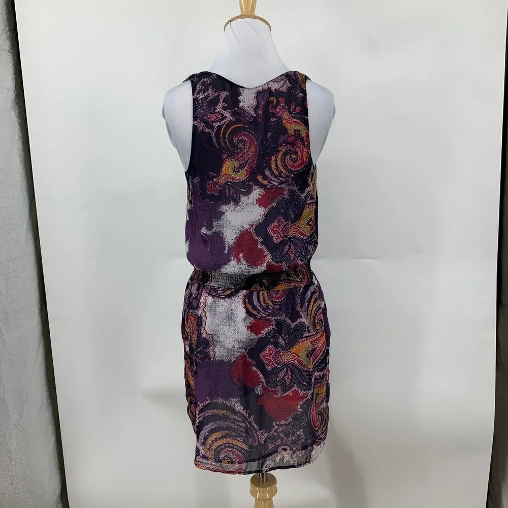 Free People Falling For Georgette Dress Womens Extra Small Smocked Paisley Lined